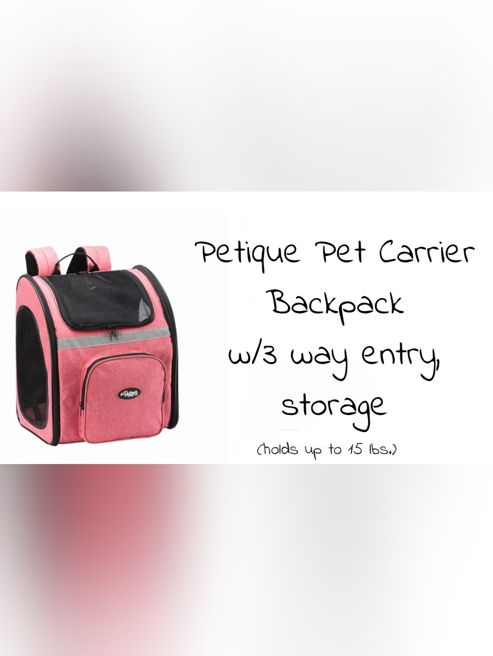 Pet carrier backpack, Pink. New